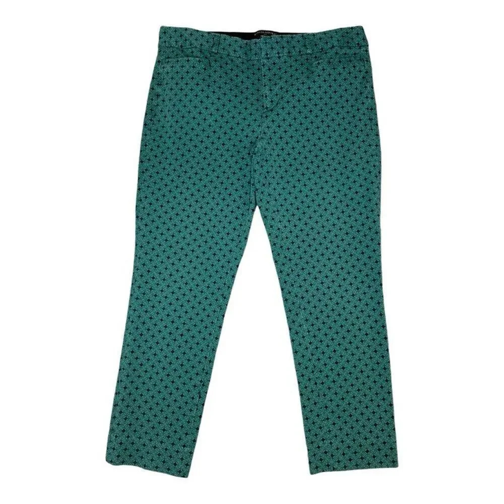 Banana Republic Women’s Size 6 Green & Black Geometric Print‎ Sloan Crop